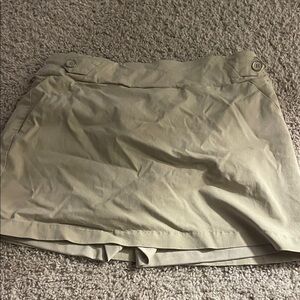 Tan Button-Accent Skort